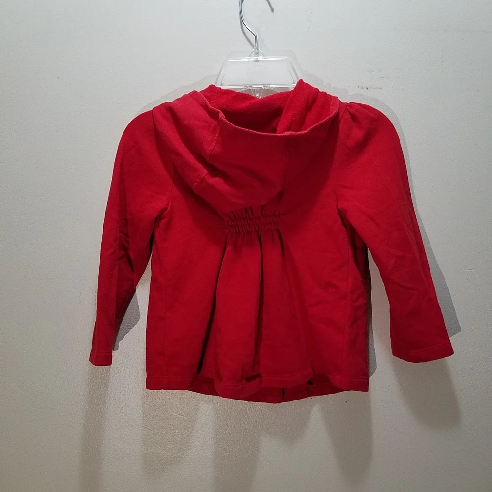 Old Navy Girls Red Pea Coat 5T Toddler Hooded Double Breasted Jacket